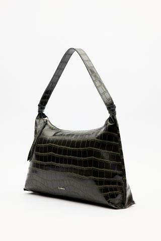 Croc-Effect Tote Bag Khaki
