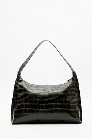 Croc-Effect Tote Bag Khaki