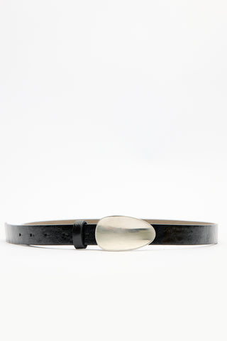 Oval Metal Buckle Belt Black