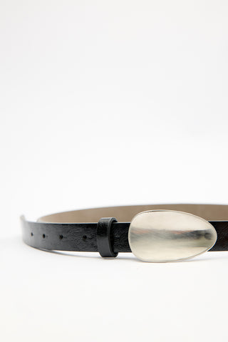 Oval Metal Buckle Belt Black