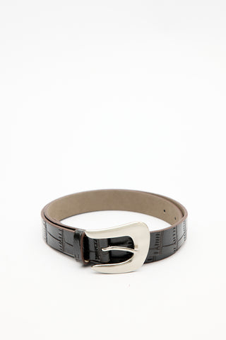 Croc-Effect Belt Brown
