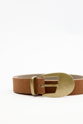Slim Belt With Antique Buckle Camel