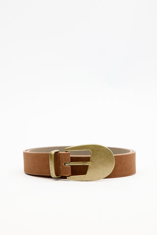 Slim Belt With Antique Buckle Camel