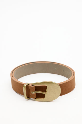 Slim Belt With Antique Buckle Camel
