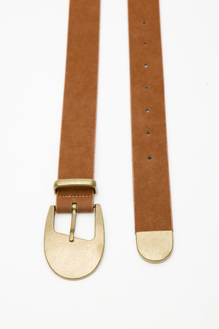 Slim Belt With Antique Buckle Camel