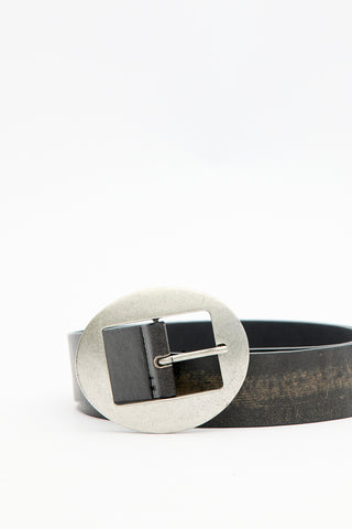 Large Oval Buckle Belt Black