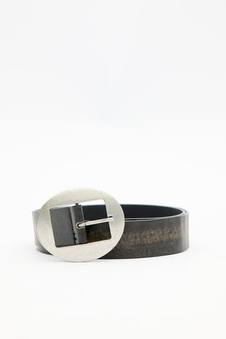 Large Oval Buckle Belt Black