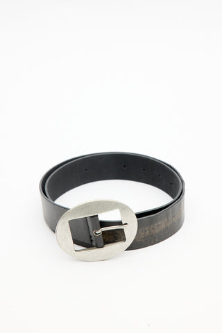 Large Oval Buckle Belt Black