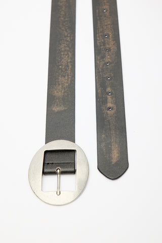 Large Oval Buckle Belt Black
