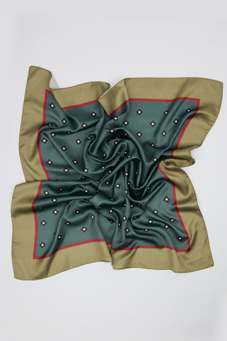 Patterned Mid-Size Satin Scarf Merci