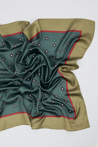 Patterned Mid-Size Satin Scarf Merci
