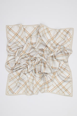 Patterned Mid-Size Satin Scarf Novel Cream