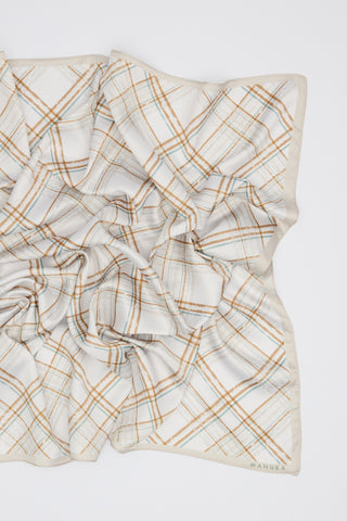 Patterned Mid-Size Satin Scarf Novel Cream