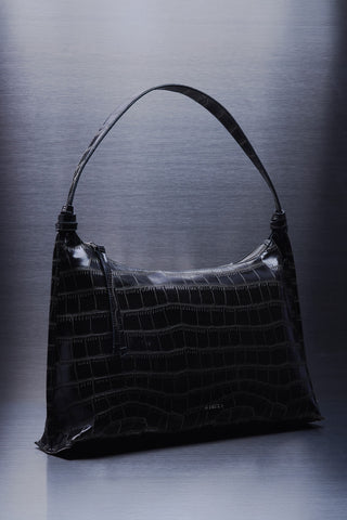 Croc-Effect Tote Bag Brown
