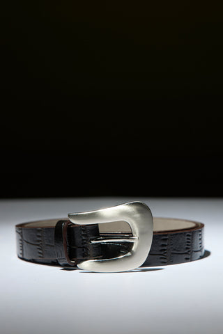 Croc-Effect Belt Brown