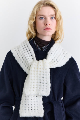 Soft Texture Collar Scarf Ecru