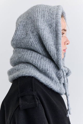 Buttoned Knit Balaclava Grey