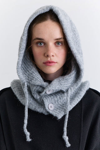 Buttoned Knit Balaclava Grey