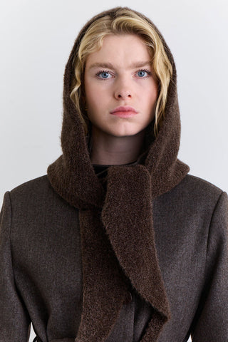 Soft Touch Tie Hood Dark Brown