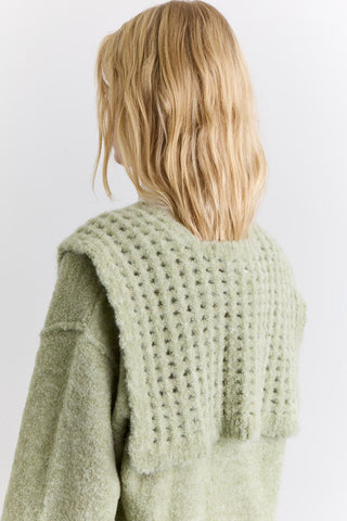 Soft Texture Collar Scarf Green