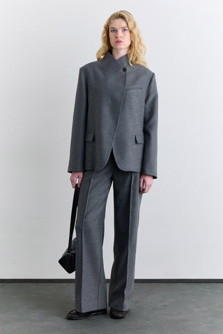 High Neck Blazer Jacket Grey