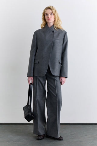 High Neck Blazer Jacket Grey