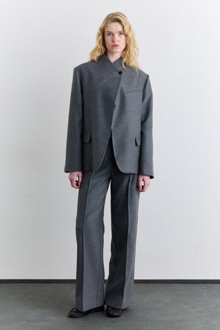 High Neck Blazer Jacket Grey