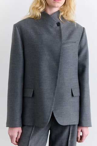 High Neck Blazer Jacket Grey
