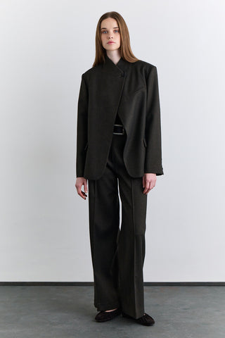 High Neck Blazer Jacket Khaki