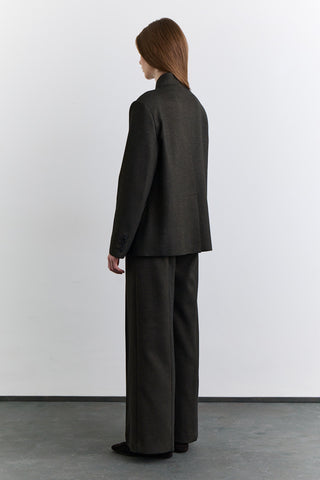 High Neck Blazer Jacket Khaki