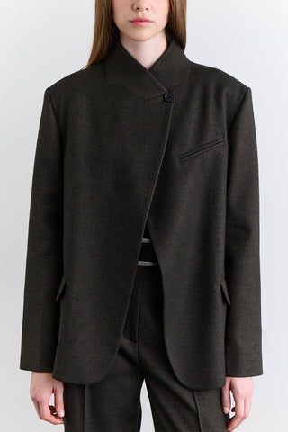 High Neck Blazer Jacket Khaki