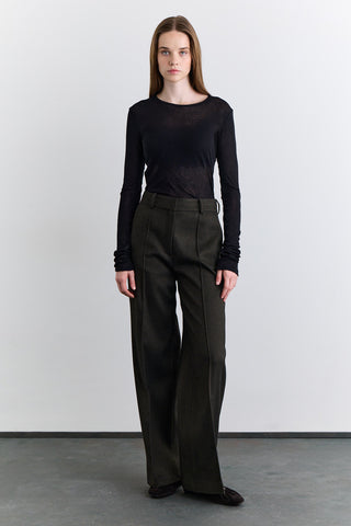 Classic Pleated Trousers Khaki