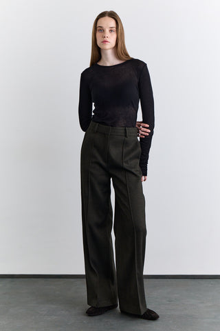 Classic Pleated Trousers Khaki