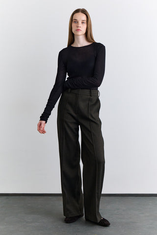 Classic Pleated Trousers Khaki