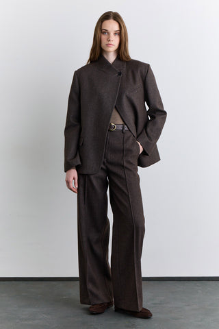 High Neck Blazer Jacket Mink