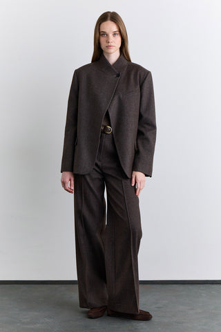High Neck Blazer Jacket Mink