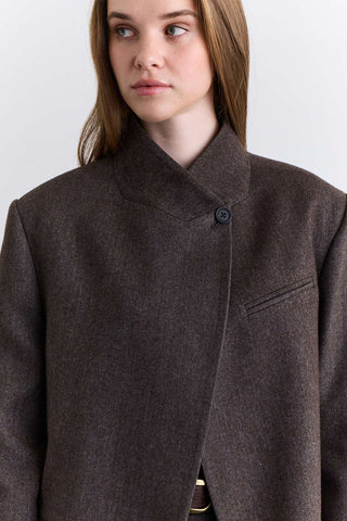 High Neck Blazer Jacket Mink