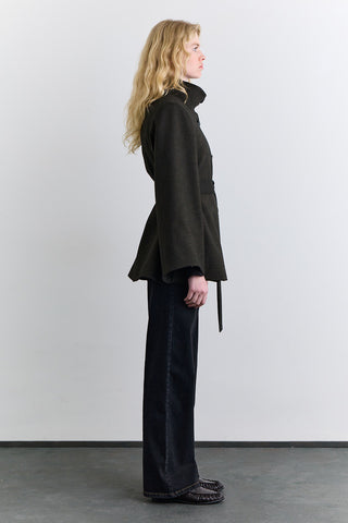 Wide Sleeve Belted Jacket Khaki