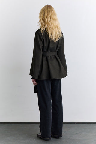 Wide Sleeve Belted Jacket Khaki