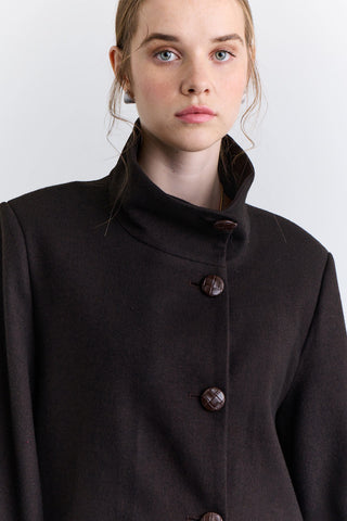Wide Sleeve Belted Jacket Brown
