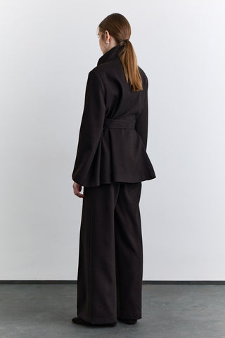 Wide Sleeve Belted Jacket Brown