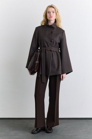 Wide Sleeve Belted Jacket Mink