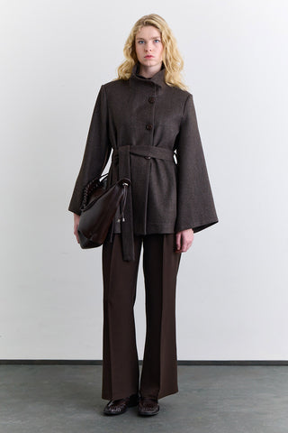 Wide Sleeve Belted Jacket Mink