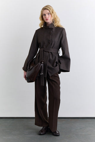 Wide Sleeve Belted Jacket Mink