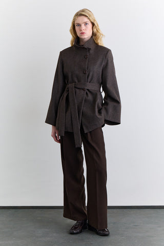 Wide Sleeve Belted Jacket Mink