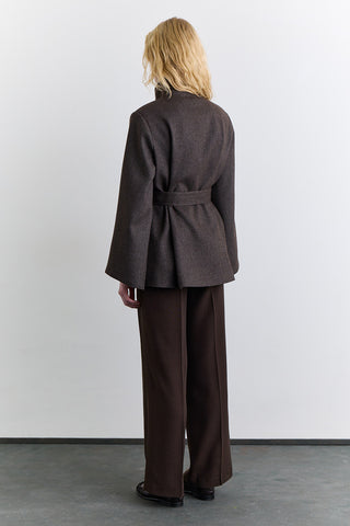 Wide Sleeve Belted Jacket Mink