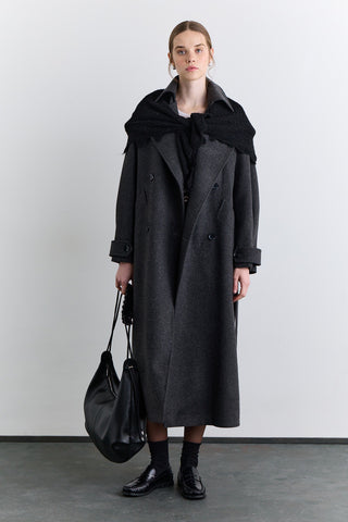 Double Breasted Wide Collar Coat Anthracite