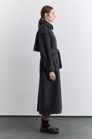 Double Breasted Wide Collar Coat Anthracite
