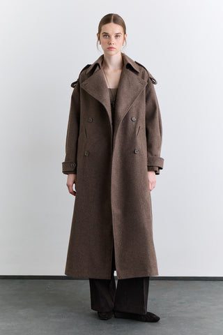 Double Breasted Wide Collar Coat Mink