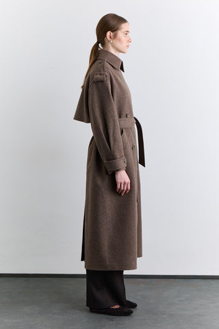 Double Breasted Wide Collar Coat Mink